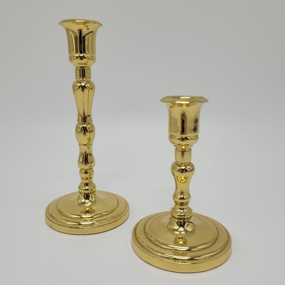 PartyLite Brass Candlestick Holders Set Of 2 Classic Traditional Home Decor - Picture 1 of 13